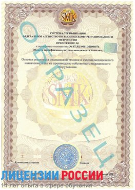 Образец сертификата соответствия (приложение) Буйнакск Сертификат ISO 13485